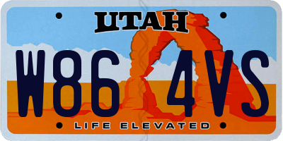 UT license plate W864VS
