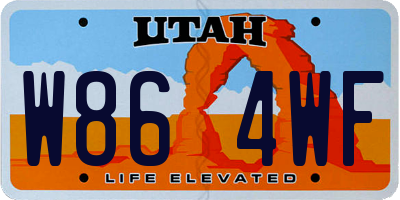 UT license plate W864WF