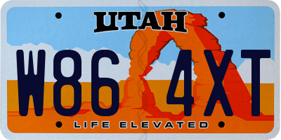 UT license plate W864XT