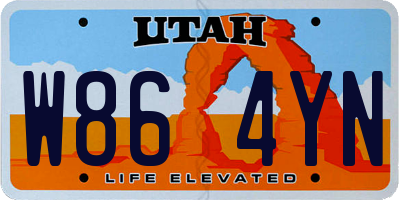 UT license plate W864YN