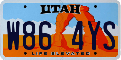 UT license plate W864YS
