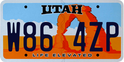 UT license plate W864ZP