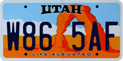 UT license plate W865AF
