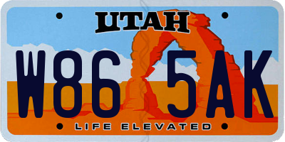 UT license plate W865AK