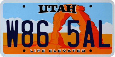 UT license plate W865AL