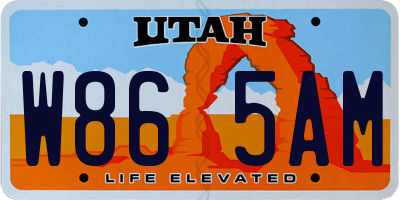 UT license plate W865AM