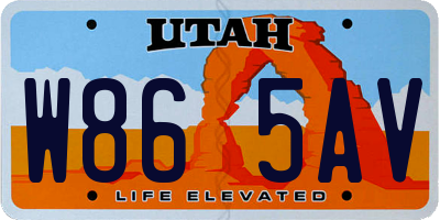 UT license plate W865AV