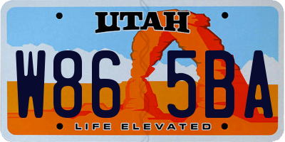 UT license plate W865BA