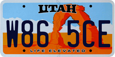UT license plate W865CE
