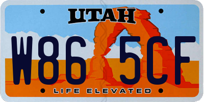 UT license plate W865CF