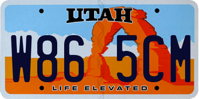 UT license plate W865CM