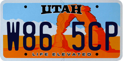 UT license plate W865CP