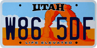 UT license plate W865DF