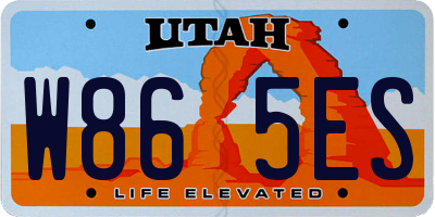 UT license plate W865ES