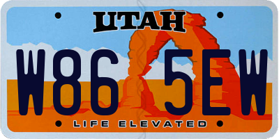 UT license plate W865EW