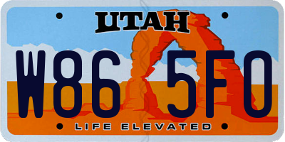 UT license plate W865FO