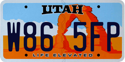 UT license plate W865FP