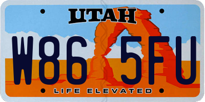 UT license plate W865FU