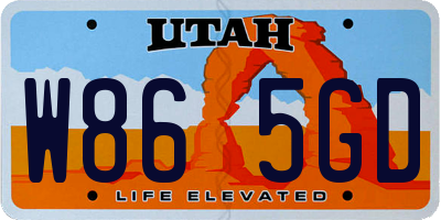 UT license plate W865GD