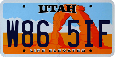 UT license plate W865IF