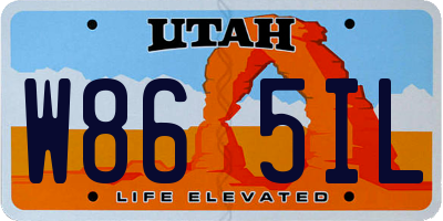 UT license plate W865IL