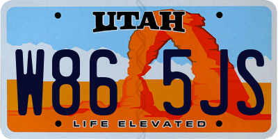 UT license plate W865JS
