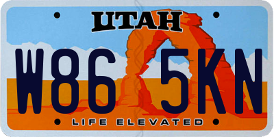 UT license plate W865KN