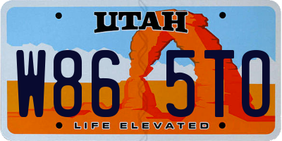 UT license plate W865TO