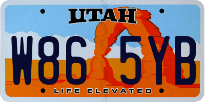 UT license plate W865YB