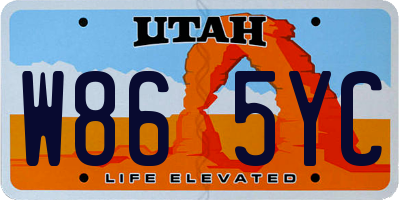 UT license plate W865YC