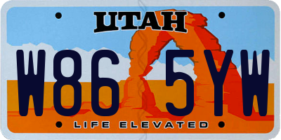 UT license plate W865YW