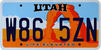 UT license plate W865ZN