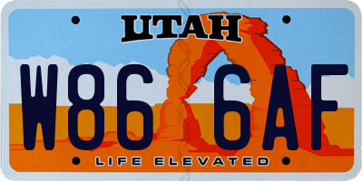 UT license plate W866AF