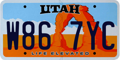 UT license plate W867YC