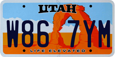UT license plate W867YM