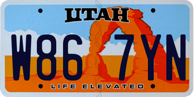 UT license plate W867YN