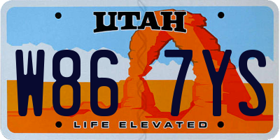 UT license plate W867YS