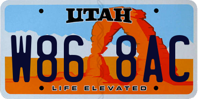 UT license plate W868AC