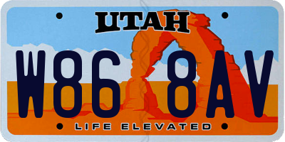 UT license plate W868AV