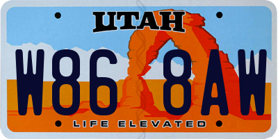 UT license plate W868AW