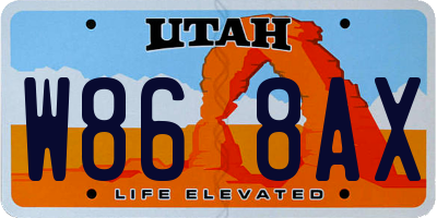 UT license plate W868AX