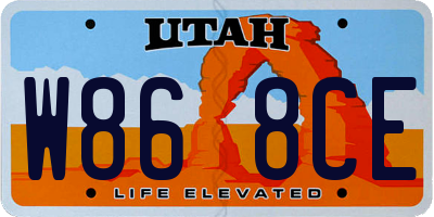 UT license plate W868CE