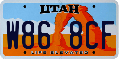 UT license plate W868CF