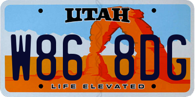UT license plate W868DG