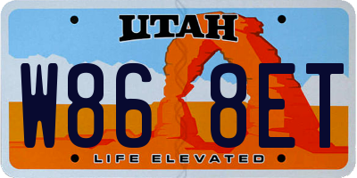 UT license plate W868ET