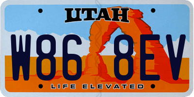 UT license plate W868EV
