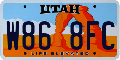 UT license plate W868FC