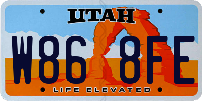 UT license plate W868FE