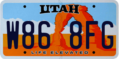 UT license plate W868FG