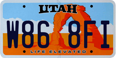 UT license plate W868FI